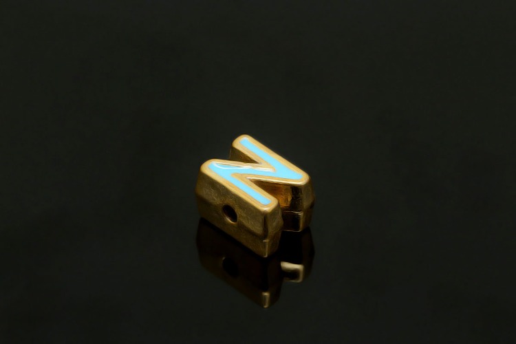 EM004-금도금 블루 에나멜 알파벳 N (1개)