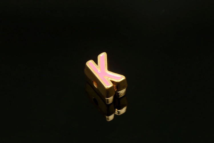 EM002-금도금 핑크 에나멜 알파벳 K (1개)