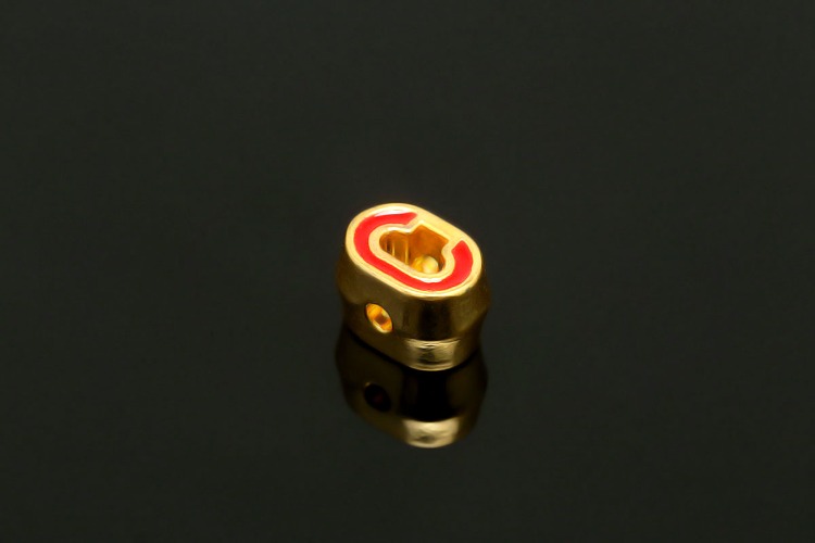 EM005-금도금 레드 에나멜 알파벳 C (1개)