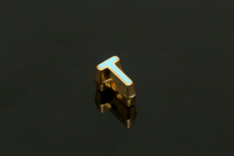 EM004-금도금 블루 에나멜 알파벳 T (1개)