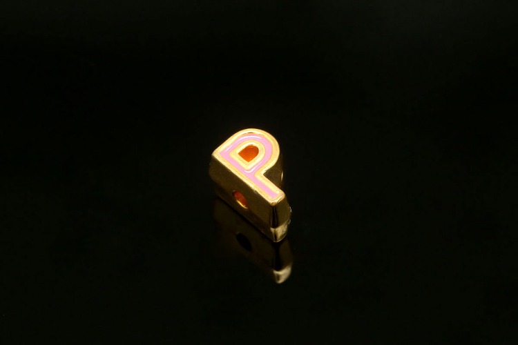 EM002-금도금 핑크 에나멜 알파벳 P (1개)