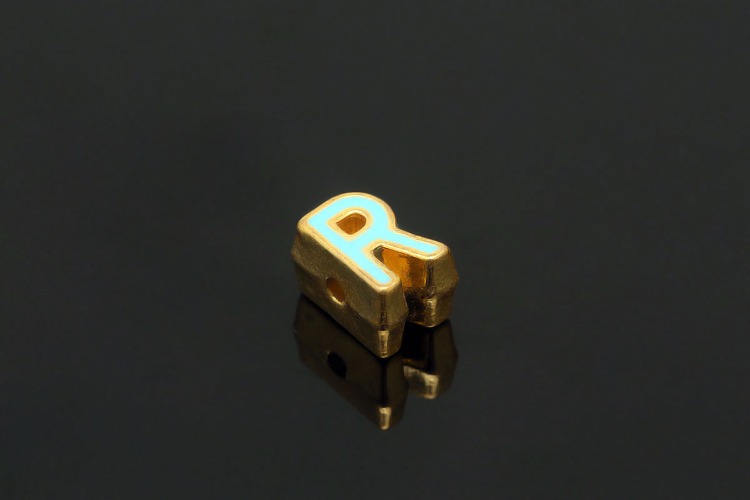 EM004-금도금 블루 에나멜 알파벳 R (1개)