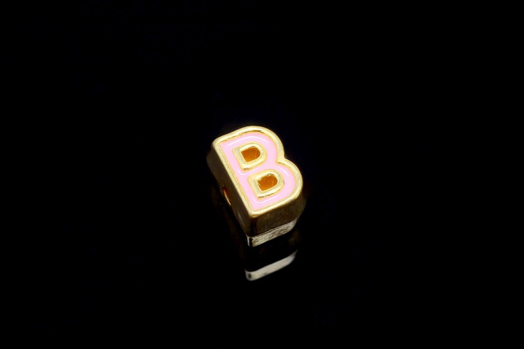 EM002-금도금 핑크 에나멜 알파벳 B (1개)