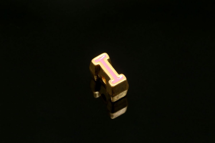 EM002-금도금 핑크 에나멜 알파벳 I (1개)