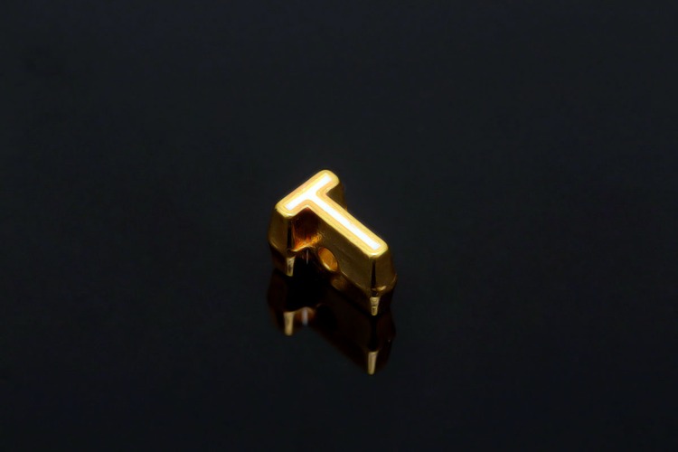 EM003-금도금 화이트 에나멜 알파벳 T (1개)