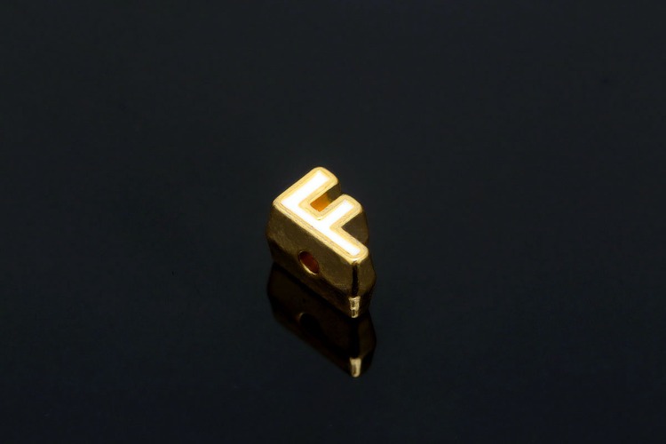 EM003-금도금 화이트 에나멜 알파벳 F (1개)