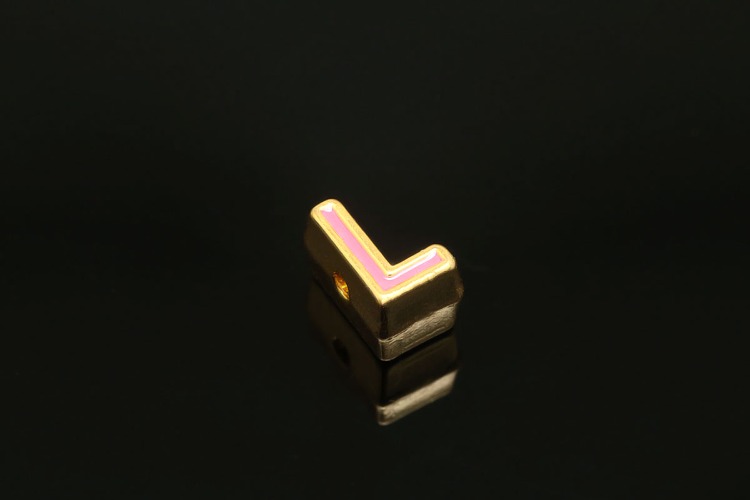 EM002-금도금 핑크 에나멜 알파벳 L (1개)