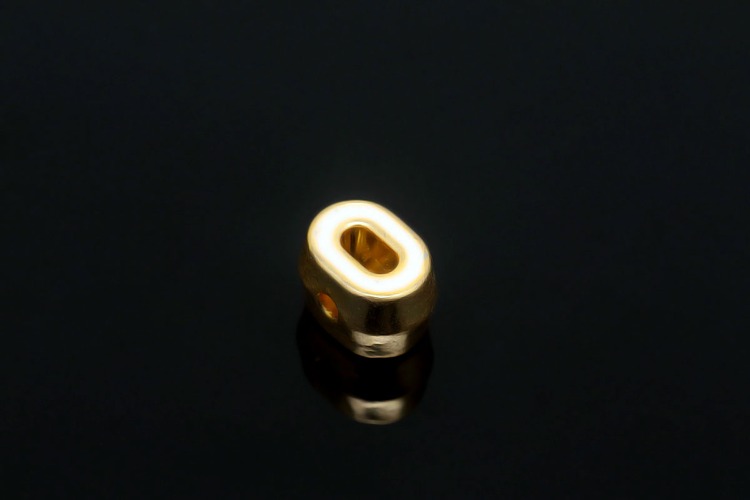 EM003-금도금 화이트 에나멜 알파벳 O (1개)