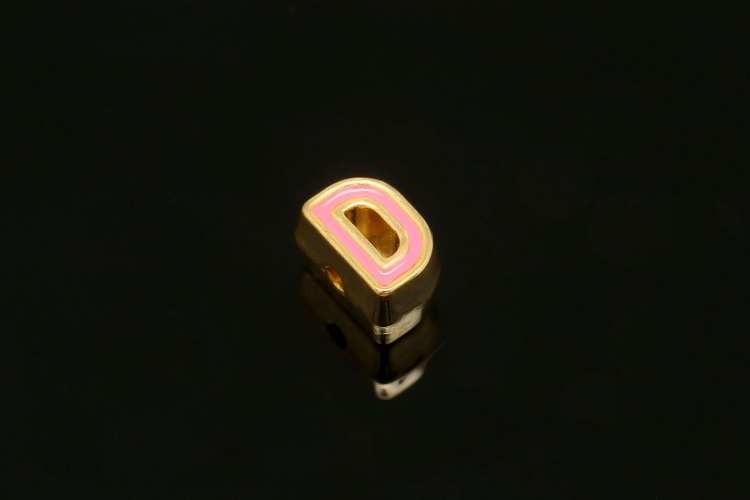 EM002-금도금 핑크 에나멜 알파벳 D (1개)