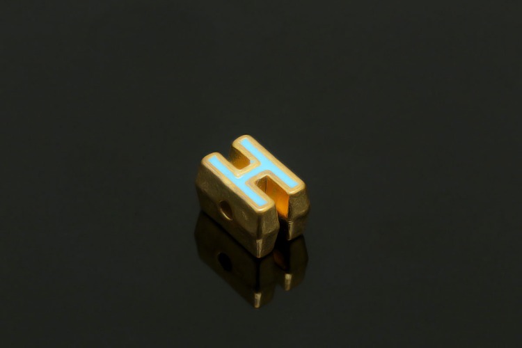EM004-금도금 블루 에나멜 알파벳 H (1개)