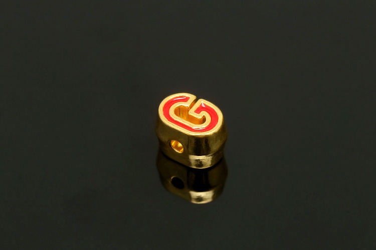 EM005-금도금 레드 에나멜 알파벳 G (1개)