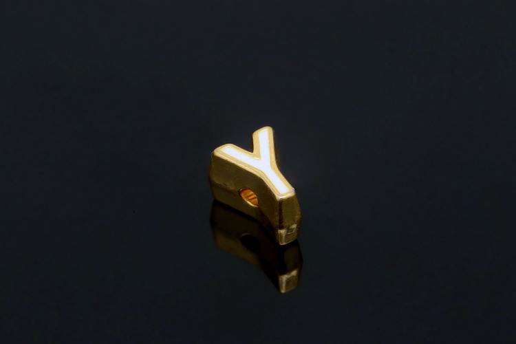 EM003-금도금 화이트 에나멜 알파벳 Y (1개)