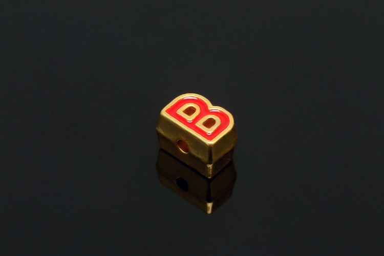 EM005-금도금 레드 에나멜 알파벳 B (1개)