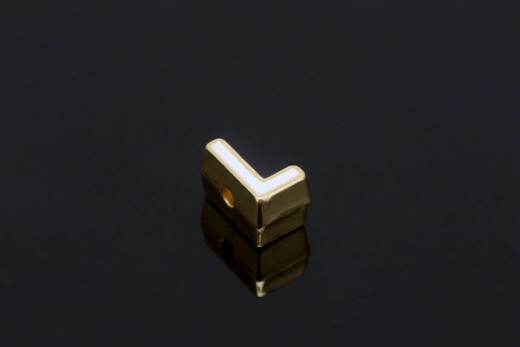 EM003-금도금 화이트 에나멜 알파벳 L (1개)