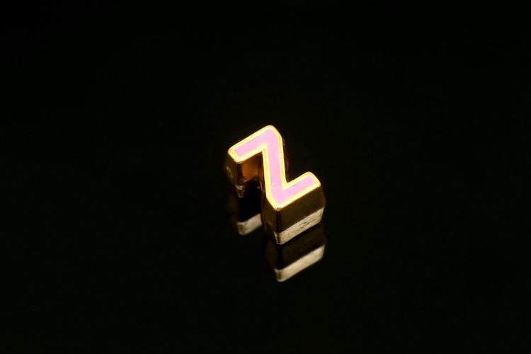 EM002-금도금 핑크 에나멜 알파벳 Z (1개)