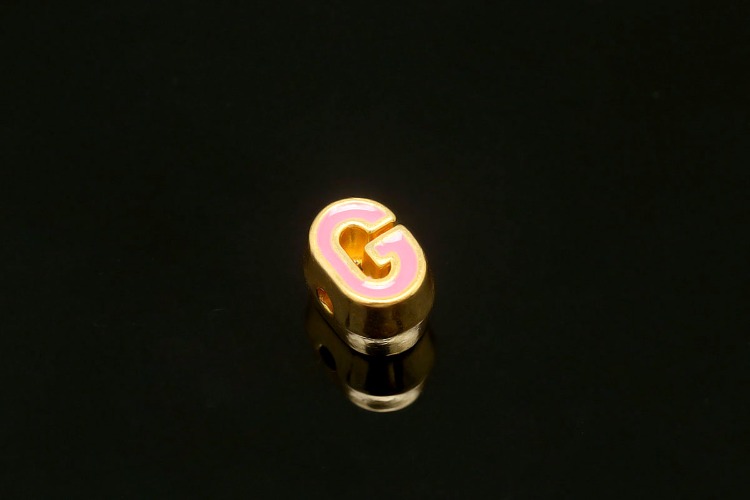 EM002-금도금 핑크 에나멜 알파벳 G (1개)