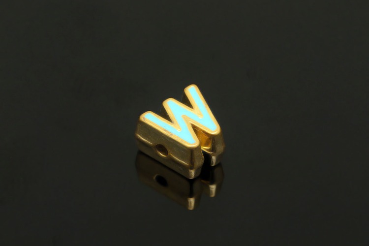 EM004-금도금 블루 에나멜 알파벳 W (1개)