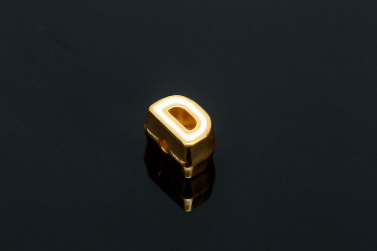 EM003-금도금 화이트 에나멜 알파벳 D (1개)