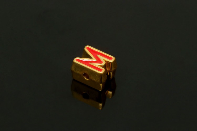 EM005-금도금 레드 에나멜 알파벳 M (1개)