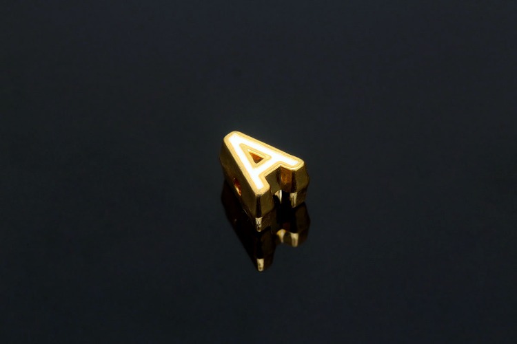 EM003-금도금 화이트 에나멜 알파벳 A (1개)