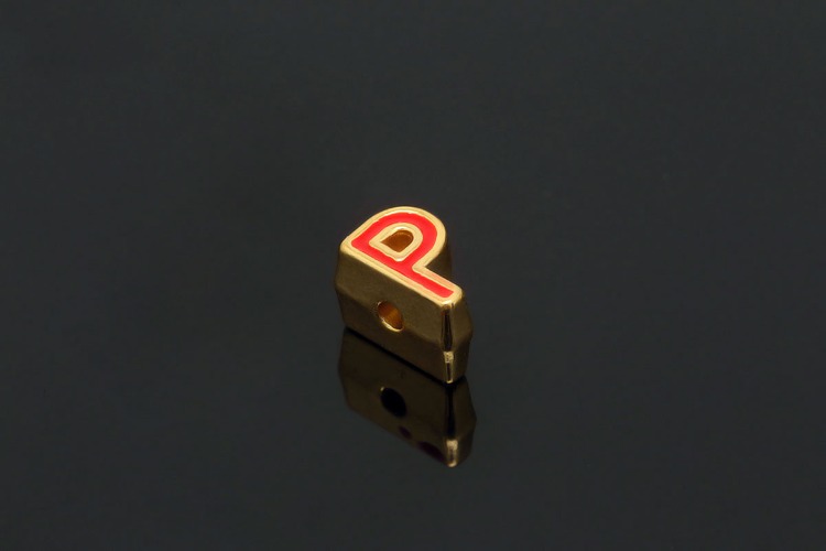 EM005-금도금 레드 에나멜 알파벳 P (1개)