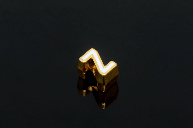 EM003-금도금 화이트 에나멜 알파벳 Z (1개)