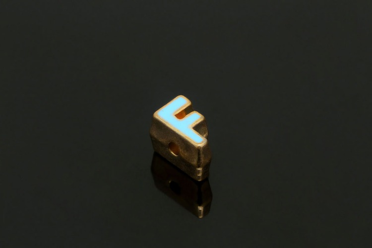 EM004-금도금 블루 에나멜 알파벳 F (1개)
