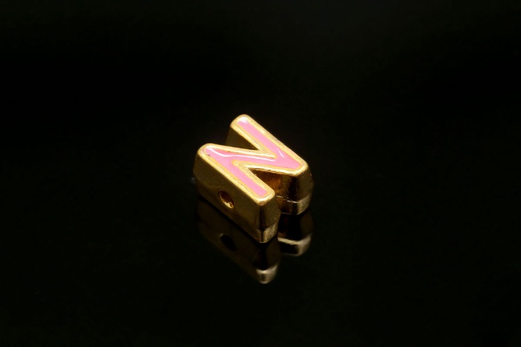 EM002-금도금 핑크 에나멜 알파벳 N (1개)