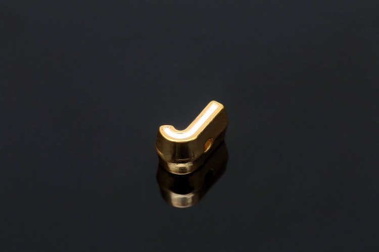 EM003-금도금 화이트 에나멜 알파벳 J (1개)