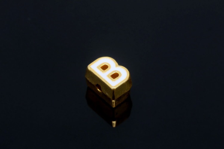 EM003-금도금 화이트 에나멜 알파벳 B (1개)