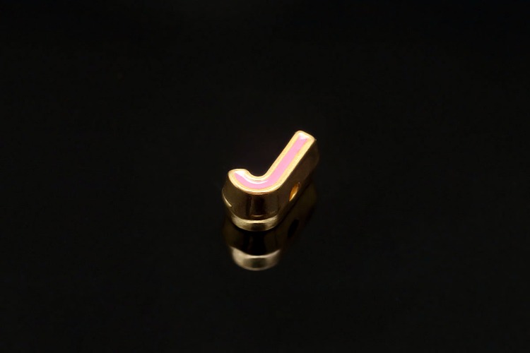 EM002-금도금 핑크 에나멜 알파벳 J (1개)