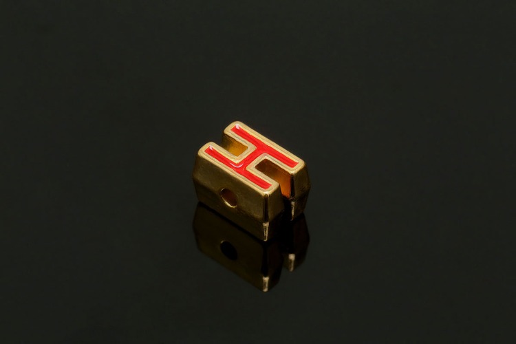 EM005-금도금 레드 에나멜 알파벳 H (1개)