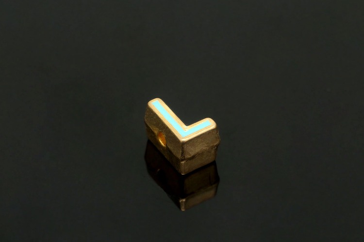 EM004-금도금 블루 에나멜 알파벳 L (1개)