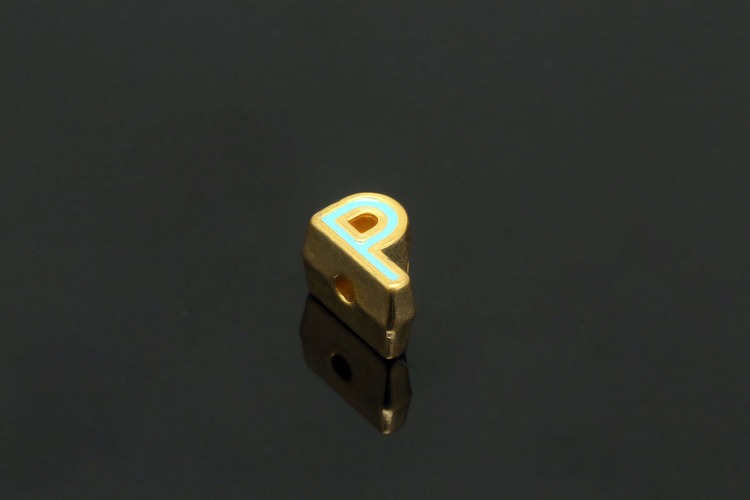 EM004-금도금 블루 에나멜 알파벳 P (1개)