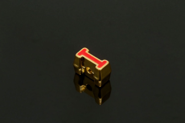 EM005-금도금 레드 에나멜 알파벳 I (1개)