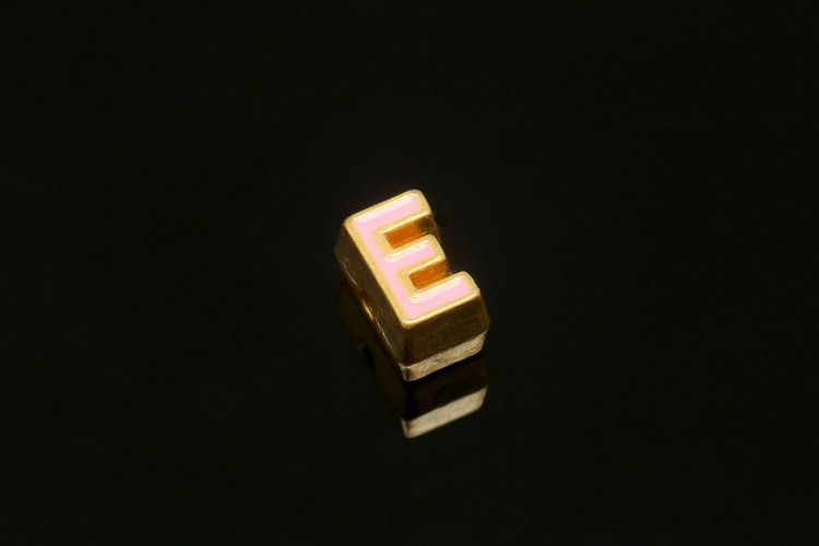 EM002-금도금 핑크 에나멜 알파벳 E (1개)