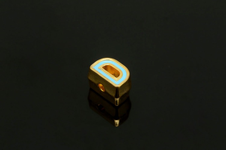 EM004-금도금 블루 에나멜 알파벳 D (1개)
