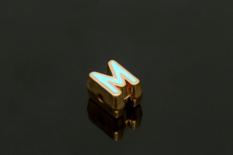 EM004-금도금 블루 에나멜 알파벳 M (1개)