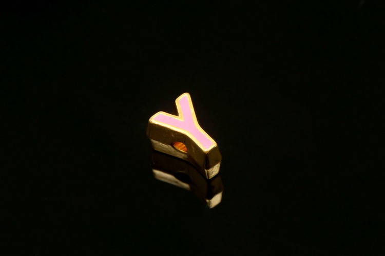EM002-금도금 핑크 에나멜 알파벳 Y (1개)