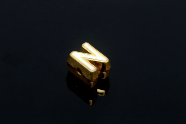 EM003-금도금 화이트 에나멜 알파벳 N (1개)