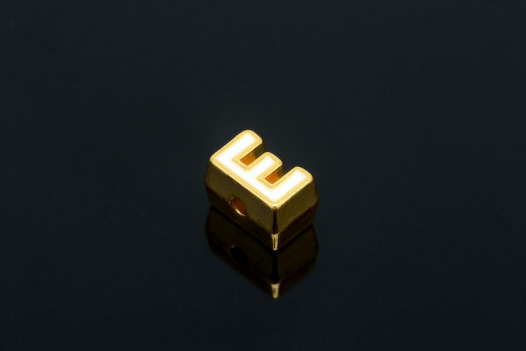 EM003-금도금 화이트 에나멜 알파벳 E (1개)