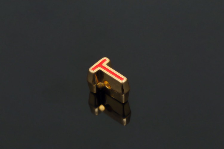 EM005-금도금 레드 에나멜 알파벳 T (1개)