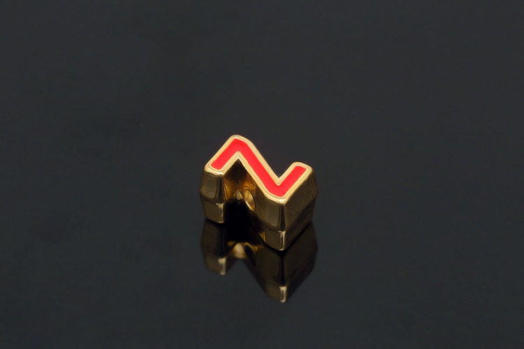 EM005-금도금 레드 에나멜 알파벳 Z (1개)