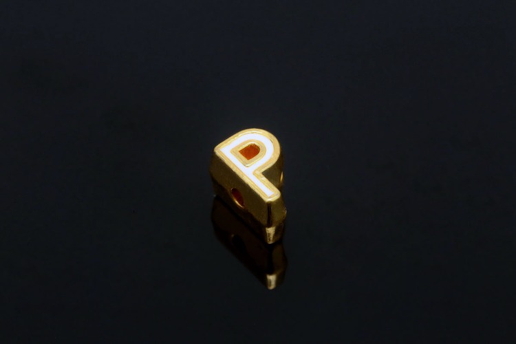 EM003-금도금 화이트 에나멜 알파벳 P (1개)