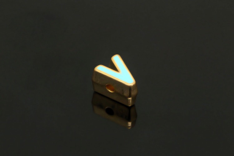 EM004-금도금 블루 에나멜 알파벳 V (1개)
