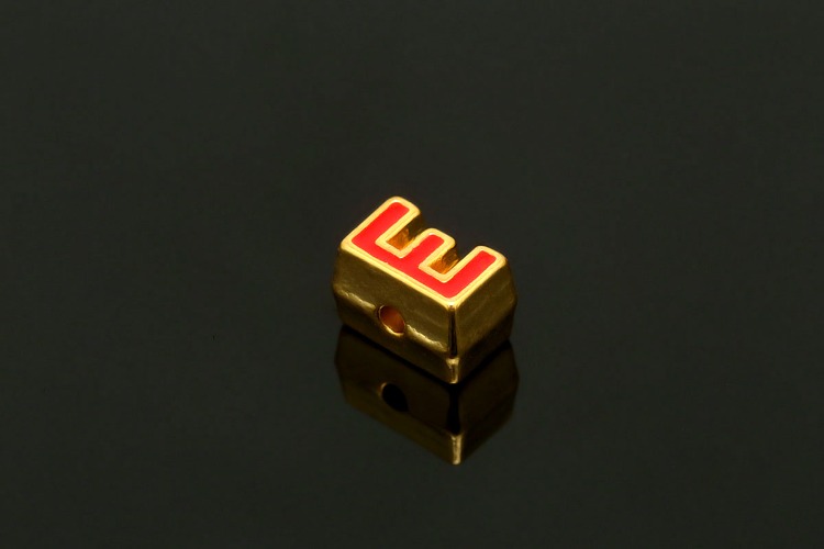 EM005-금도금 레드 에나멜 알파벳 E (1개)