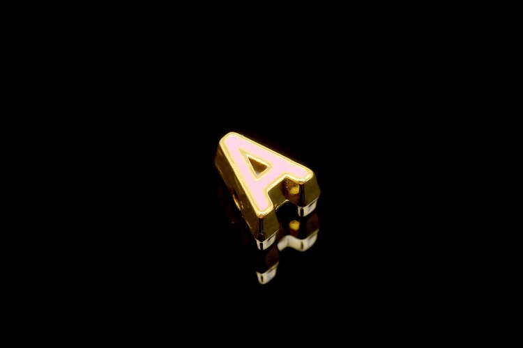 EM002-금도금 핑크 에나멜 알파벳 A (1개)