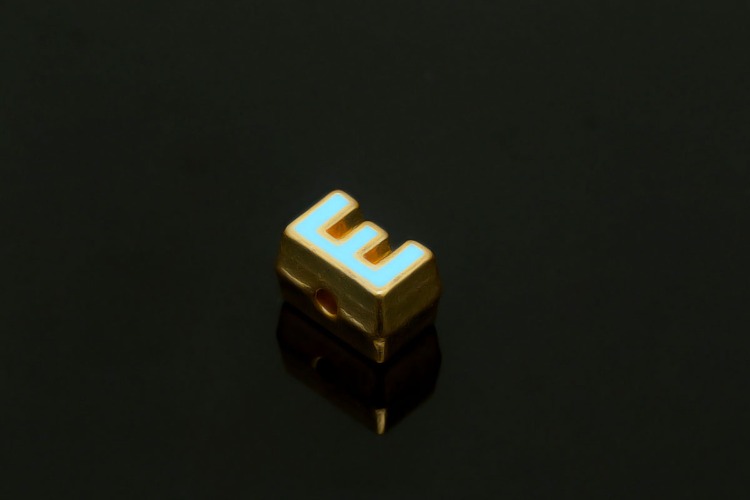 EM004-금도금 블루 에나멜 알파벳 E (1개)