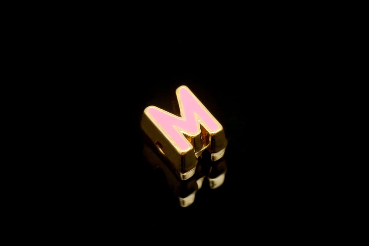 EM002-금도금 핑크 에나멜 알파벳 M (1개)