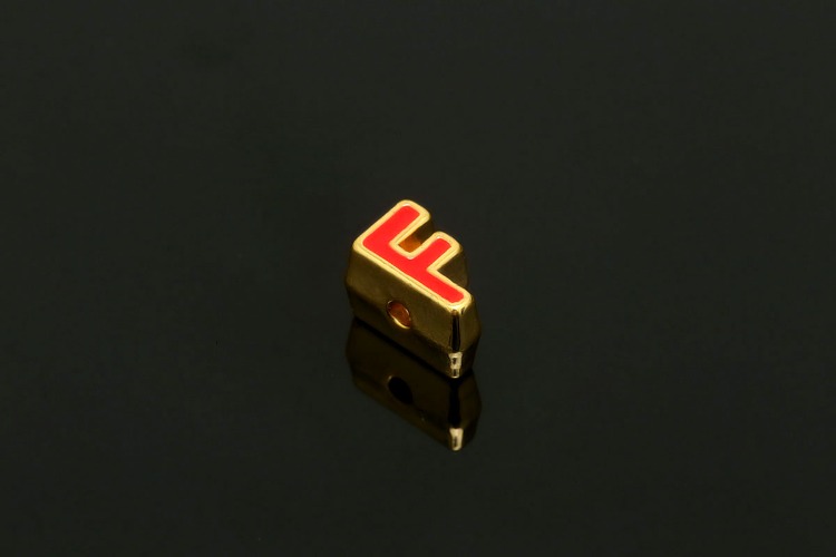 EM005-금도금 레드 에나멜 알파벳 F (1개)